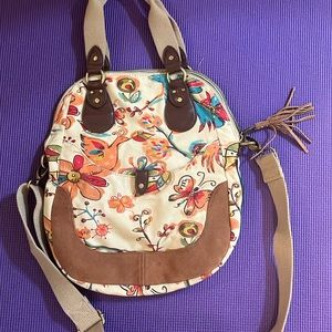Lucky Brand bird patterned canvas bag